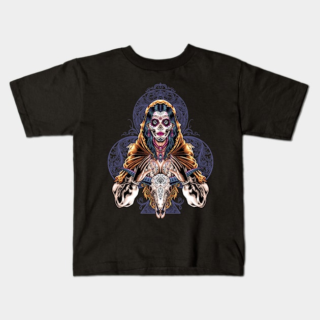 Great Dia De Los Muertos Illustration 3 Kids T-Shirt by akmalzone